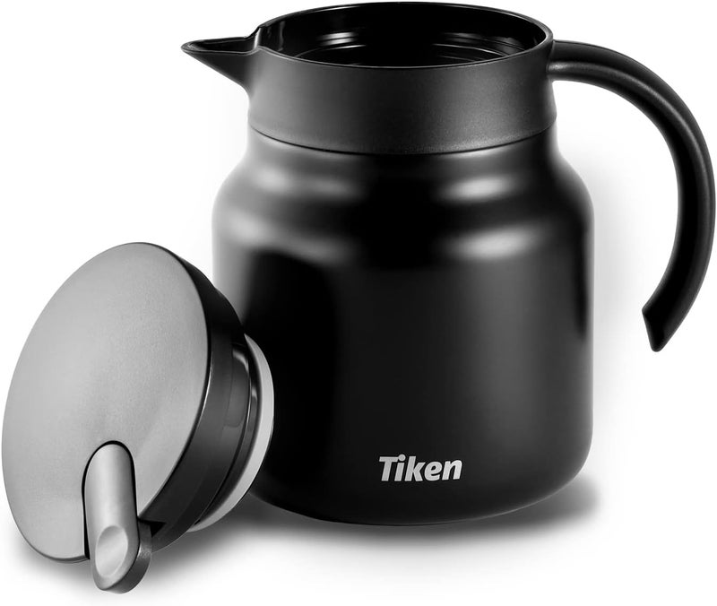 Tiken خدمة القهوة، 800 مل (27 أونصة) إبريق قهوة حراري، إباريق قهوة معزولة من الفولاذ المقاوم للصدأ للحفاظ على الحرارة - أسود غير لامع - Image 5